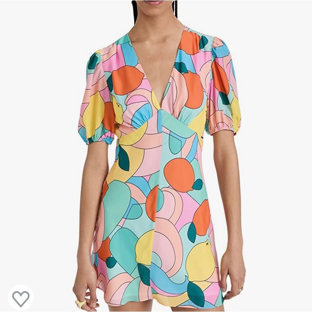 NEW STAUD Women's Mini Milla Dress, Citrus Kaleidoscope, 00
